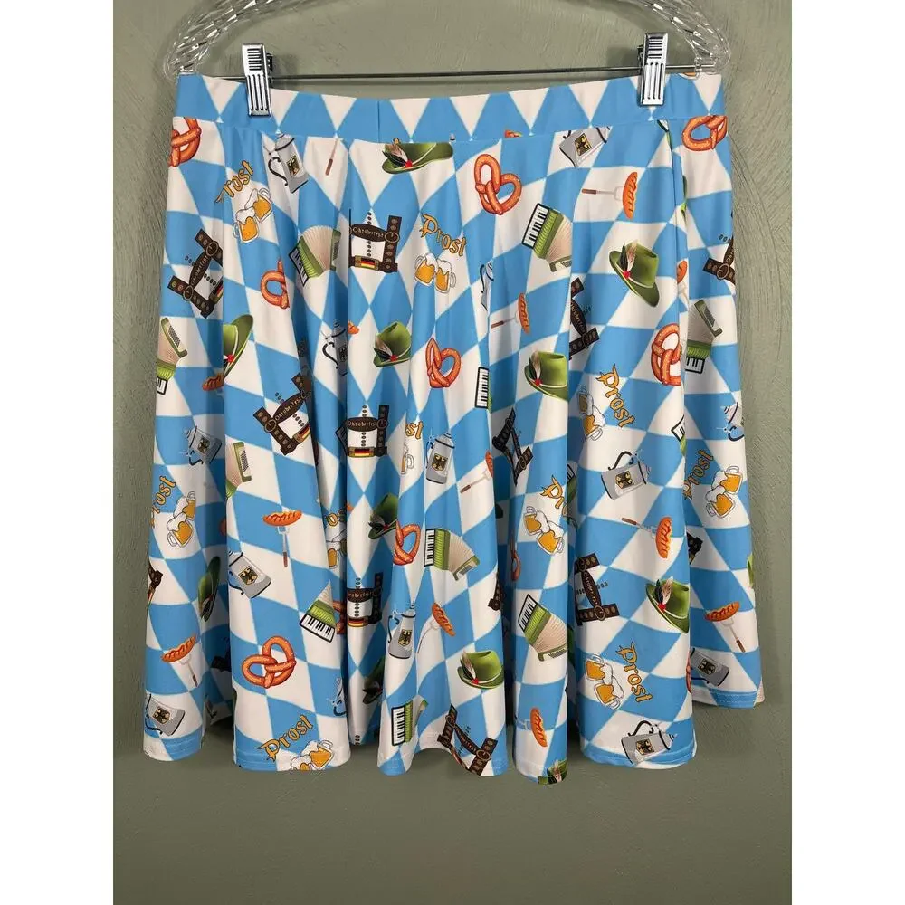 Prost Skater Skirt Women's Multicolor Oktoberfest Beer Novelty Festival Occasion